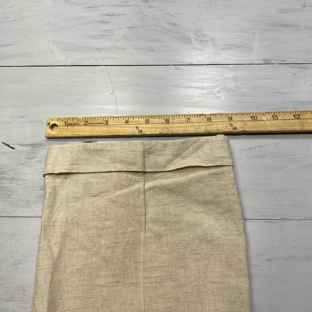 Dapper Classics Linen Trousers Mens 38 Beige Flat Front Cuffed Made in USA Pants
